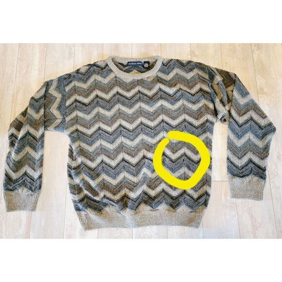 Vintage Northern Isles Sweater‎ Men's Large Geometric Hip Hop 90s Grandpa *Hole* - Picture 3 of 7